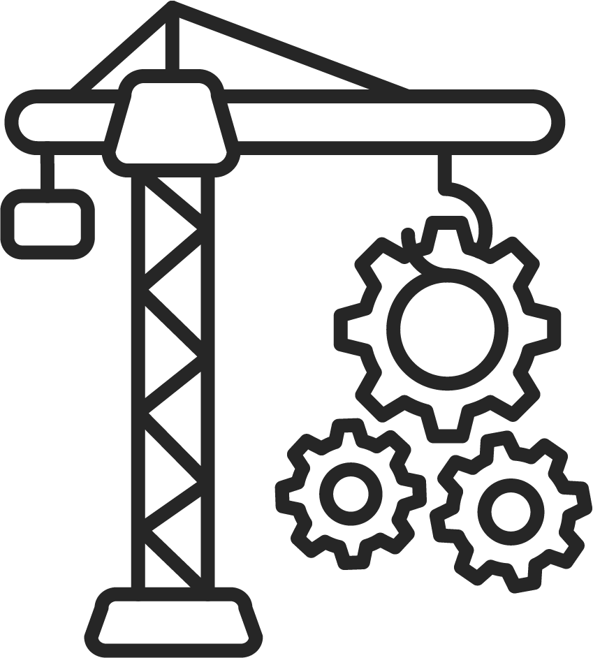 Icon of crane with gears